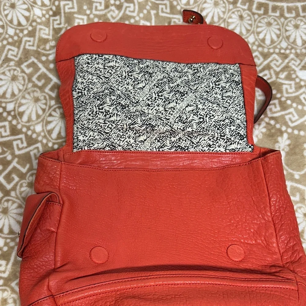 Rebecca Mink Logan Pebbled Leather orange Crossbody Messenger Bag MSRP 395